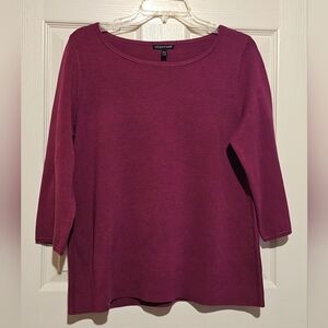 Eileen Fisher Deep Burgundy Knit Sweater Sz M